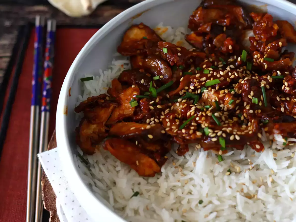 Jamur ala Korea - Jamur shiitake dalam saus gochujang - foto 3