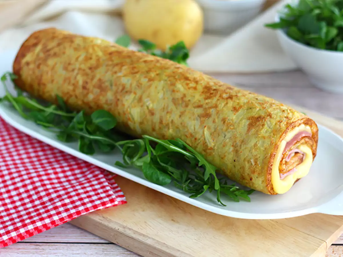 Kentang gulung dengan keju Savoy Raclette dan ham - foto 2