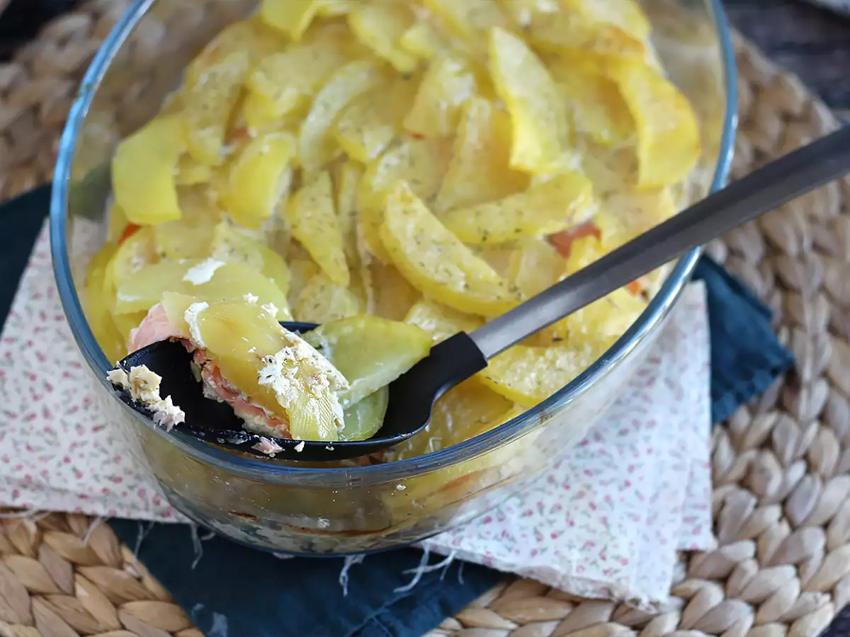 Kentang mudah dan gratin salmon asap! - foto 3