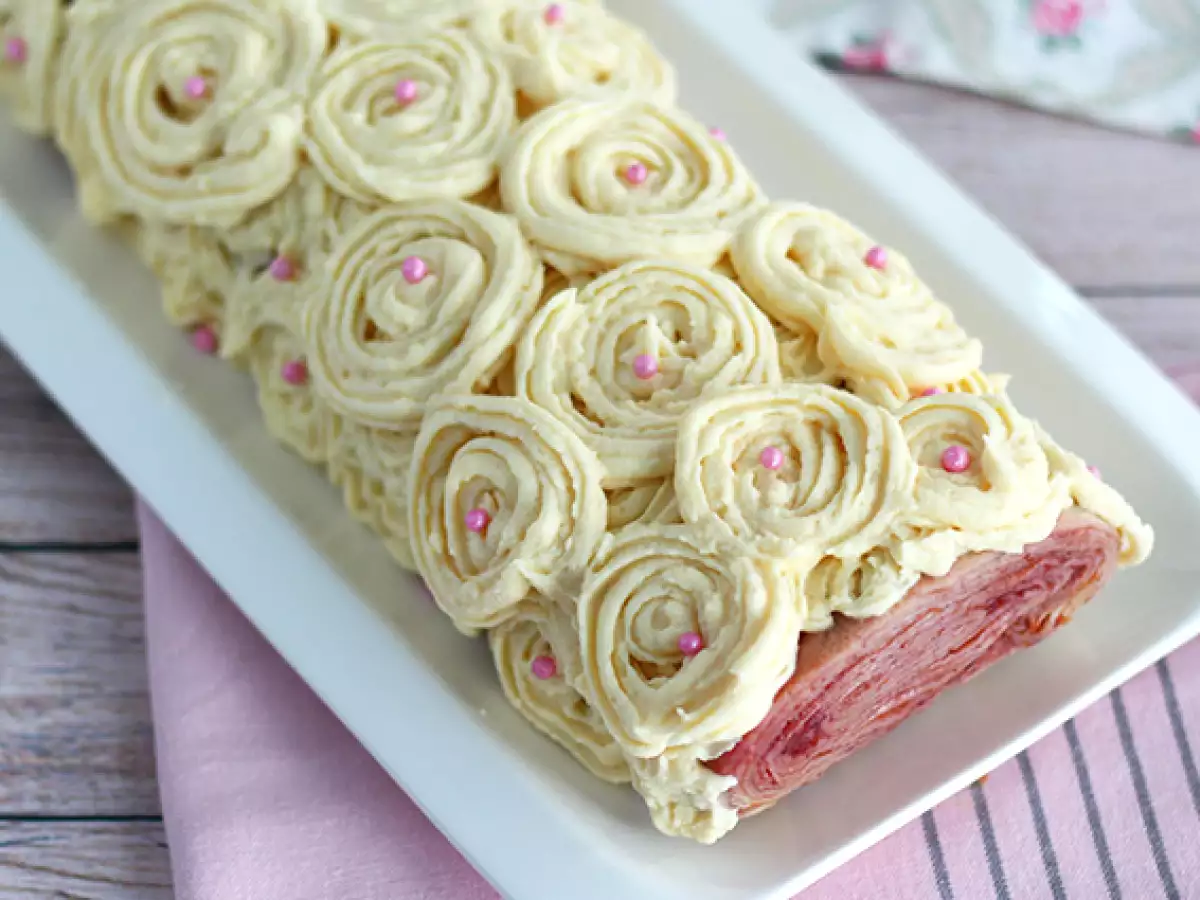 Kue Crepe Gulung Raspberry Cokelat Putih - foto 4