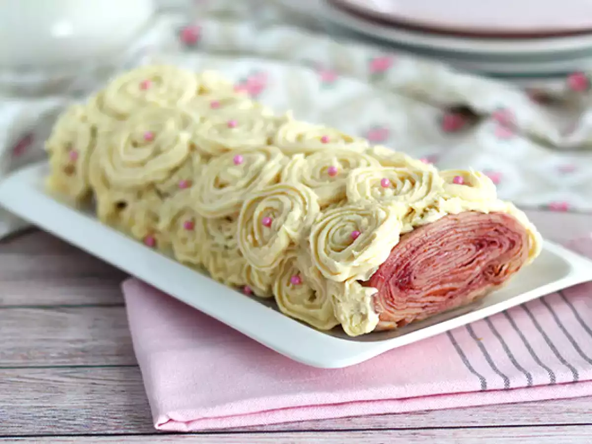 Log crêpe raspberry cokelat putih - foto 2