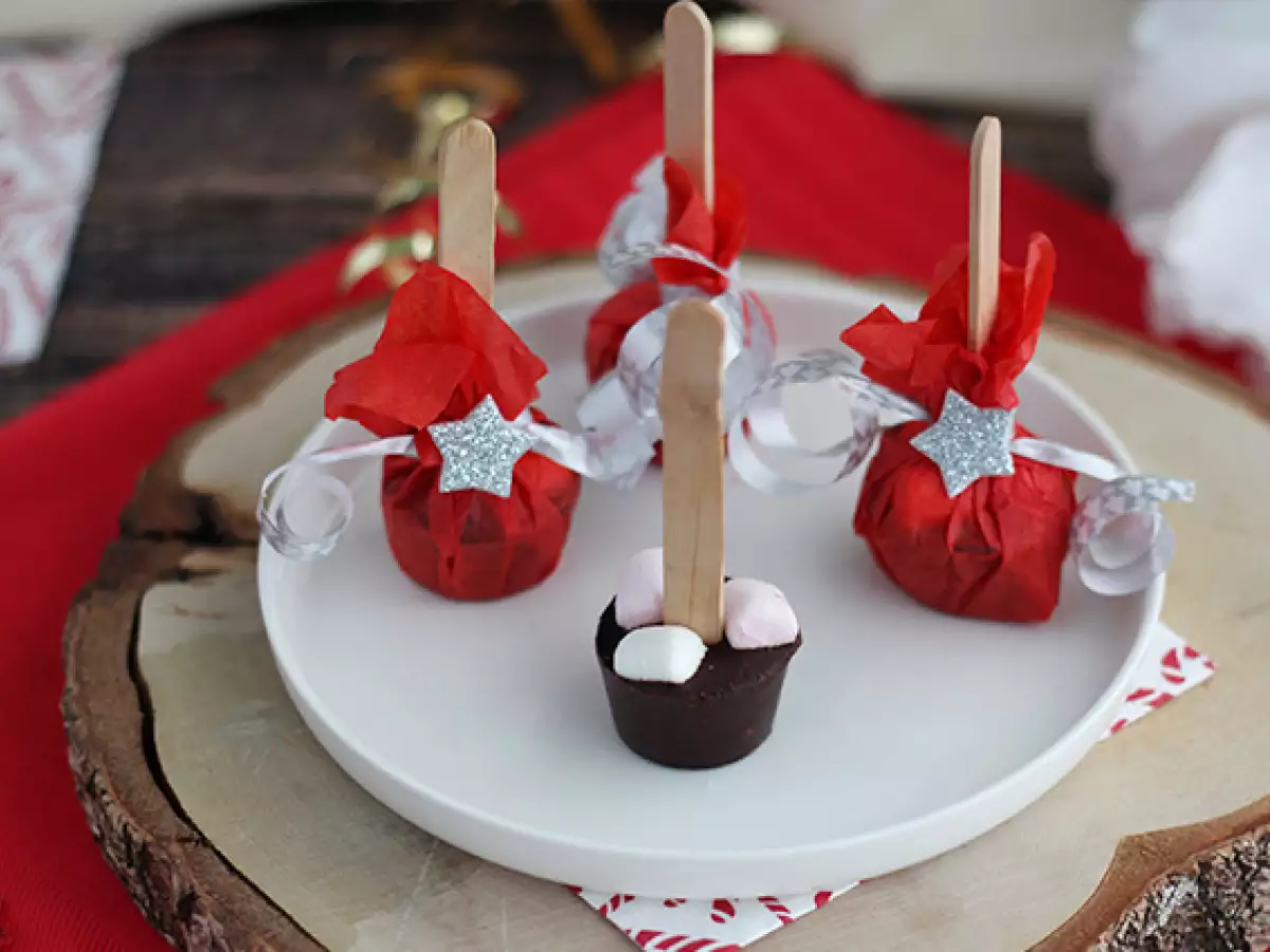 Lolipop Cokelat untuk Cokelat Panas: Cokelat Hitam dan Marshmallow - foto 5