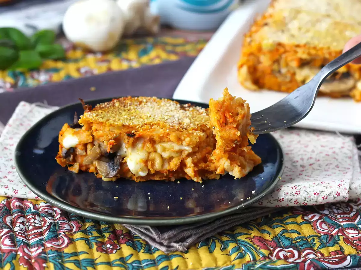 Meatloaf labu dengan jamur dan keju scamorza berserabut: resep panggang yang enak dan mudah - foto 2