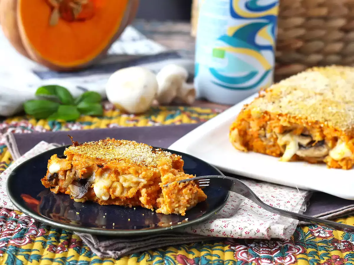 Meatloaf labu dengan jamur dan keju scamorza berserabut: resep panggang yang enak dan mudah - foto 5