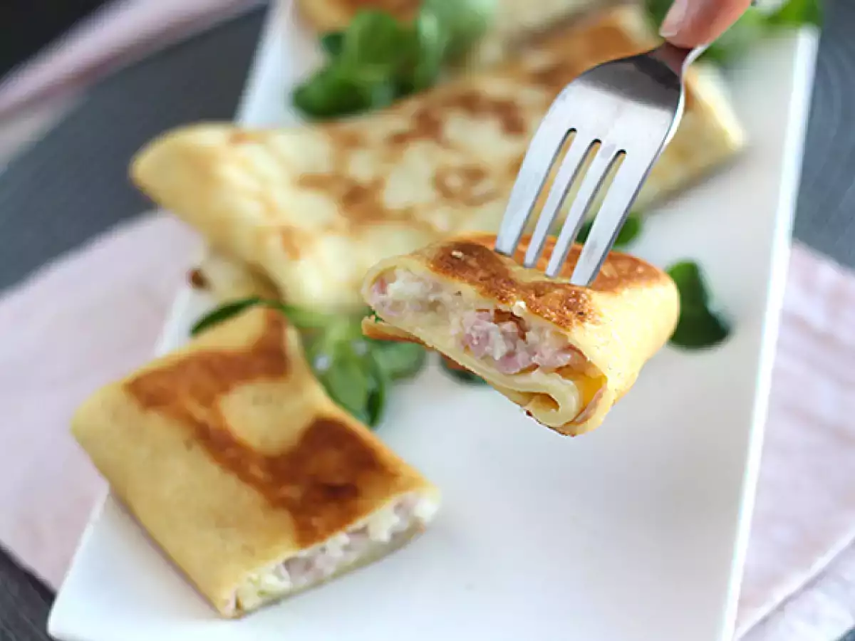 Pancake dengan saus béchamel, keju, dan ham - foto 5