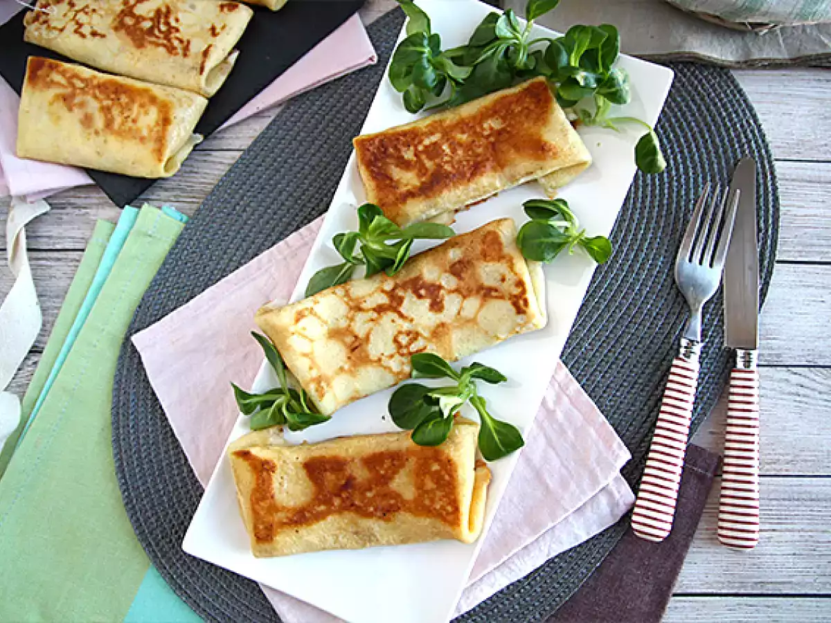 Pancake dengan saus béchamel, keju, dan ham - foto 6