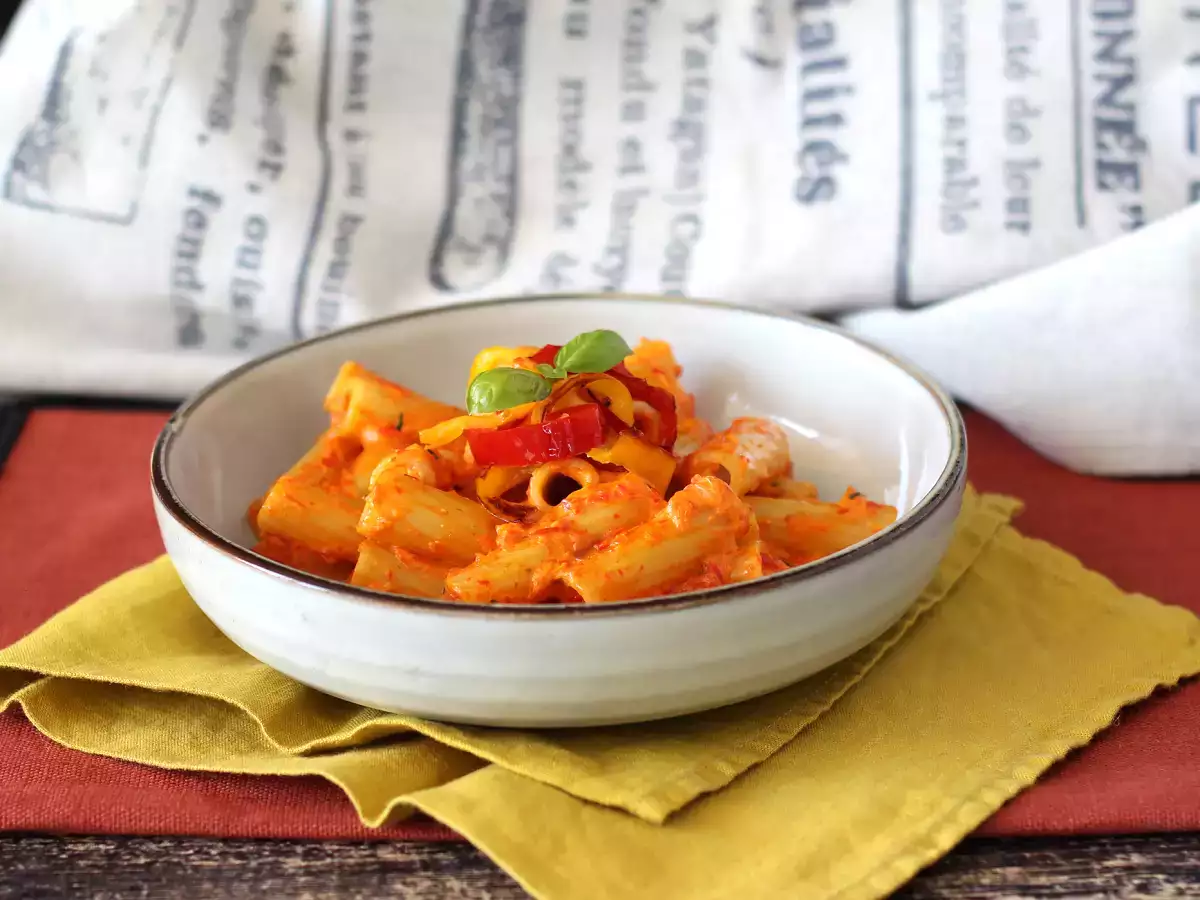 Pasta dengan paprika dan philadelphia: lembut, cepat, dan lezat - foto 5