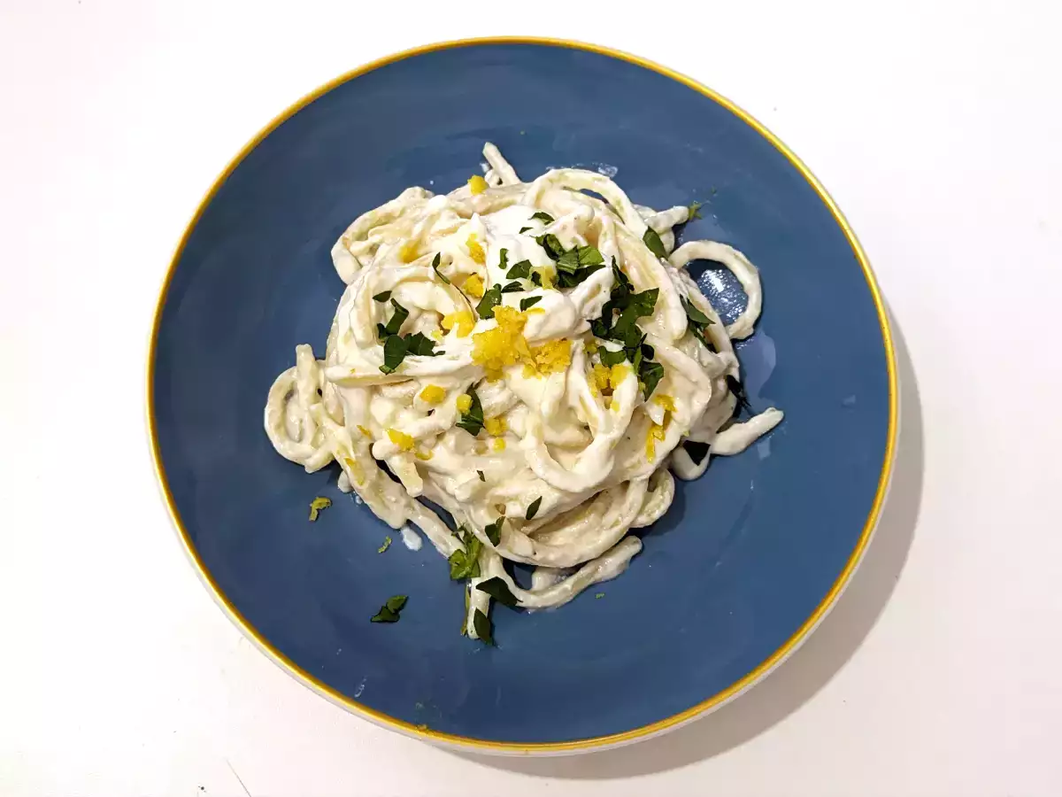 Pasta dengan ricotta dan lemon, hidangan pertama yang lembut dan sangat mudah disiapkan! - foto 2