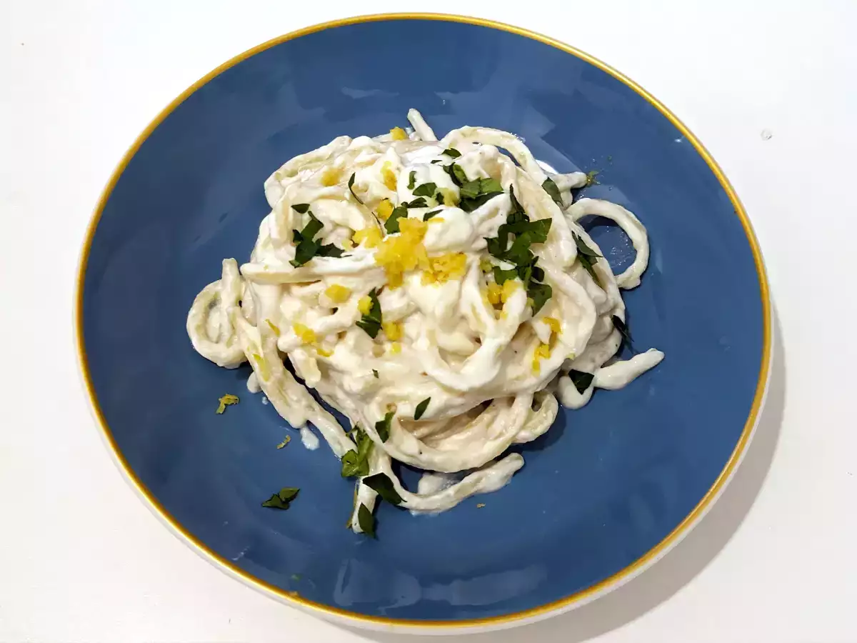 Pasta dengan ricotta dan lemon, hidangan utama yang lembut dan sangat mudah dibuat! - foto 4
