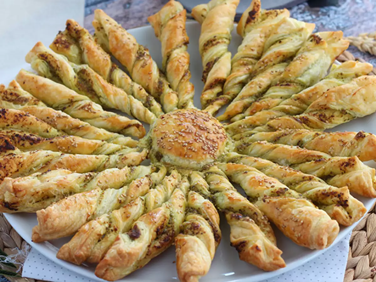 Pastri Puff Pesto Bentuk Matahari - foto 4