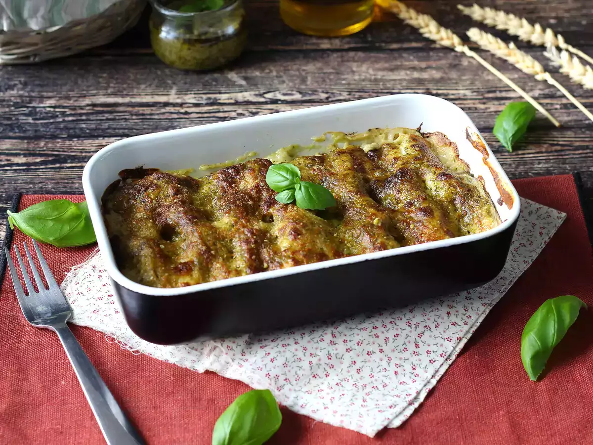 Pesto cannelloni au gratin yang creamy: resep yang mudah dan lezat - foto 2