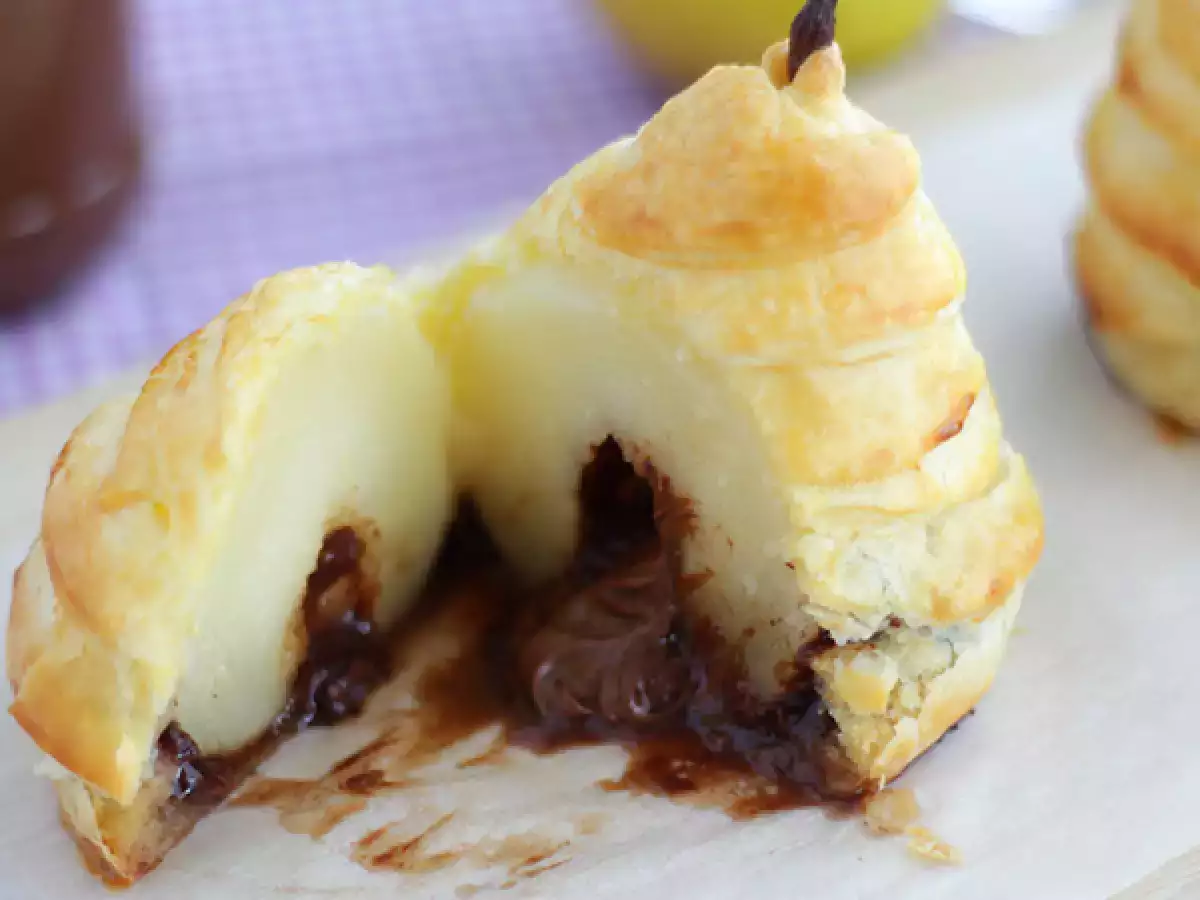 Pir berbalut pastry dengan isian cokelat - foto 3