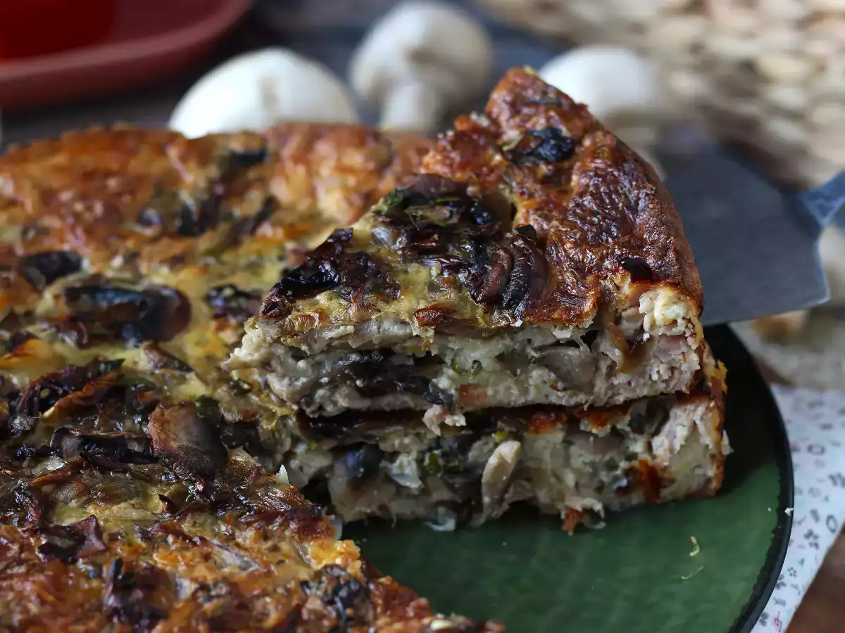 Quiche Tanpa Kulit dengan Jamur, Bacon, dan Cottage Cheese - foto 6