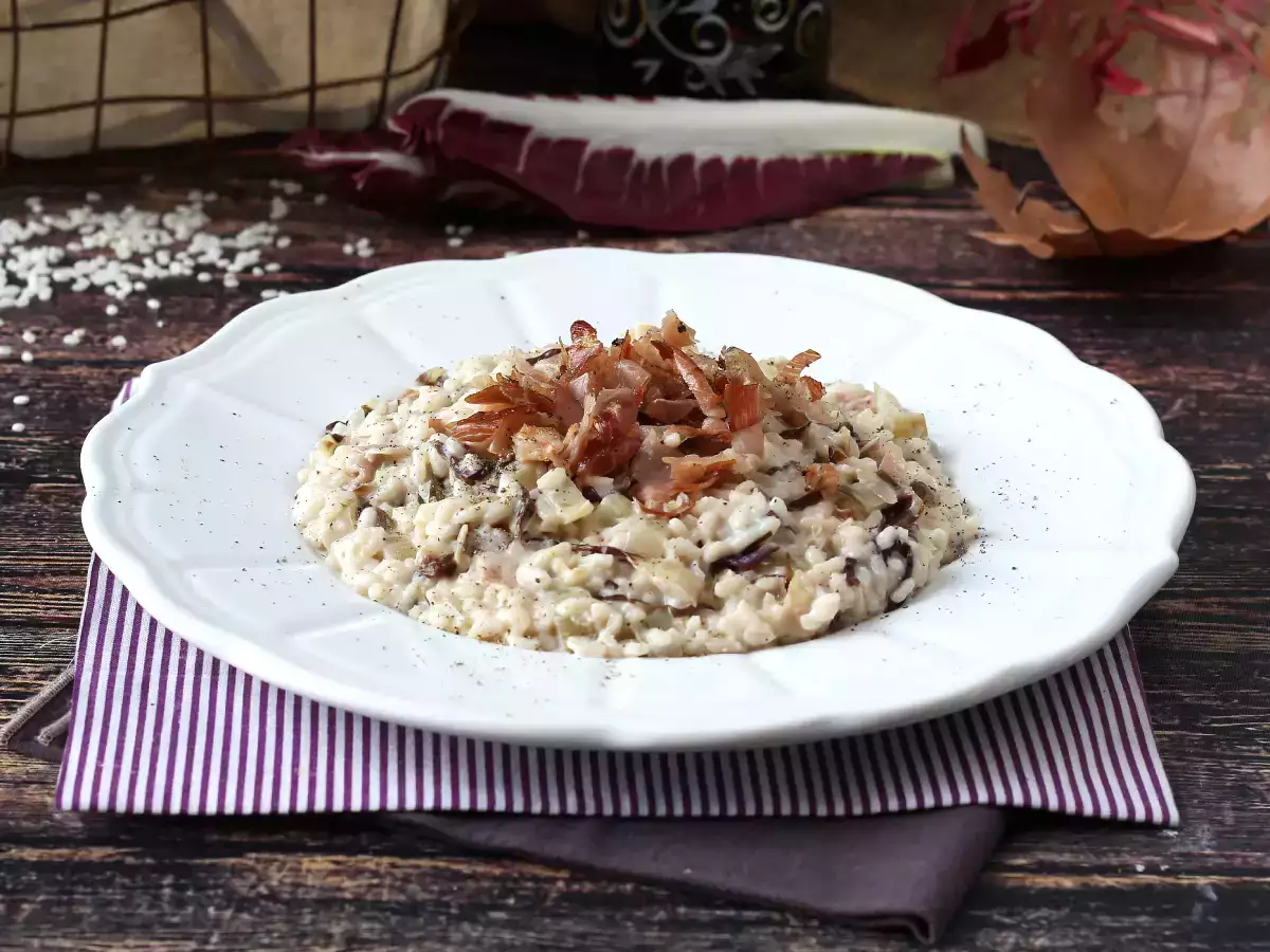 Radicchio, bacon, dan philadelphia risotto yang lembut dan lezat - foto 4