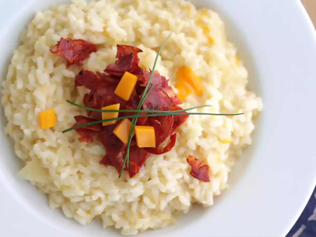 Risotto dengan keju dan chorizo