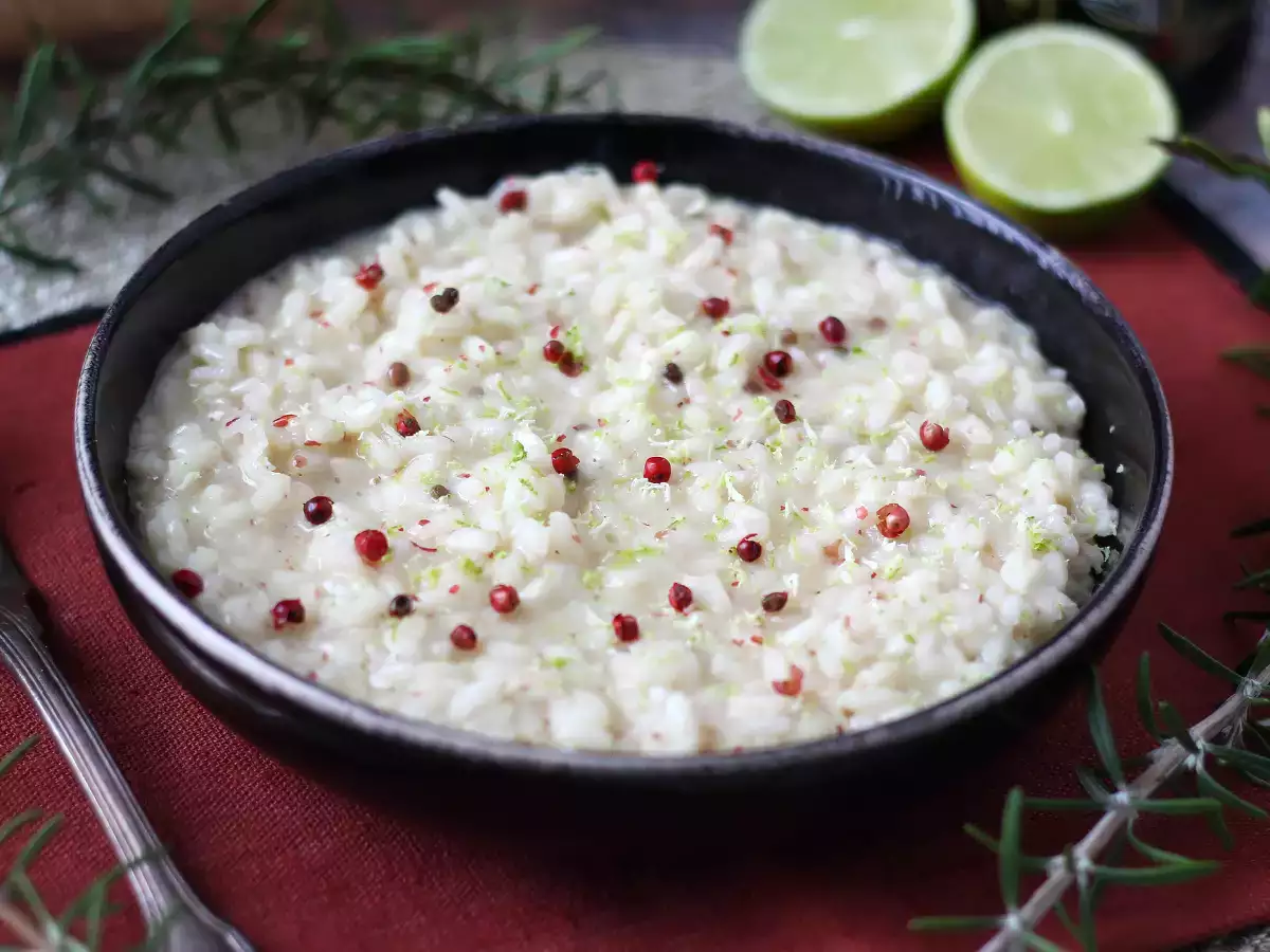Risotto jeruk nipis dan lada merah muda: resep vegetarian yang elegan untuk makan malam istimewa - foto 4