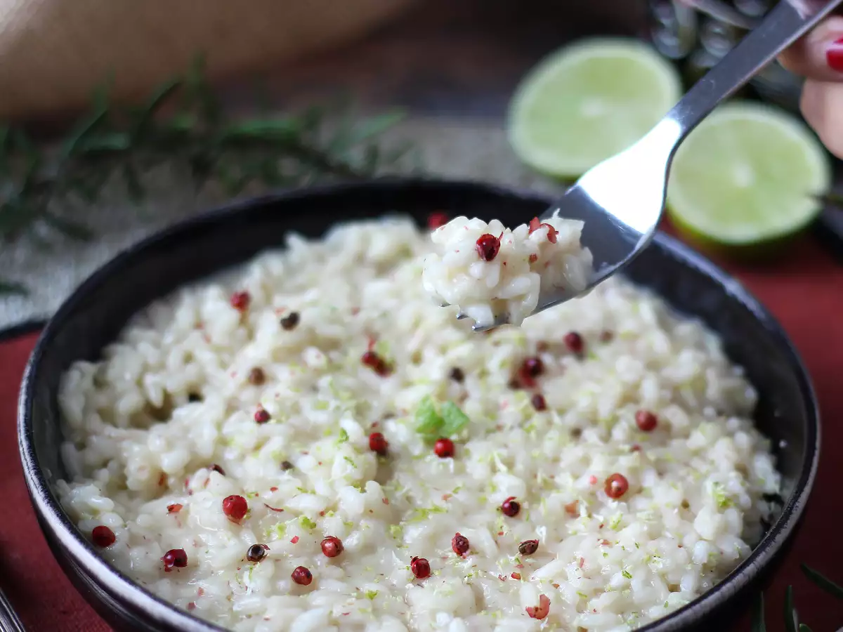 Risotto jeruk nipis dan lada merah muda: resep vegetarian yang elegan untuk makan malam istimewa - foto 6
