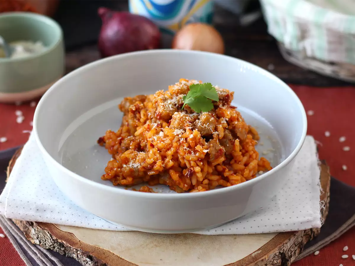 Risotto 'nduja dan sosis, hidangan Italia dengan cita rasa yang kuat - foto 2