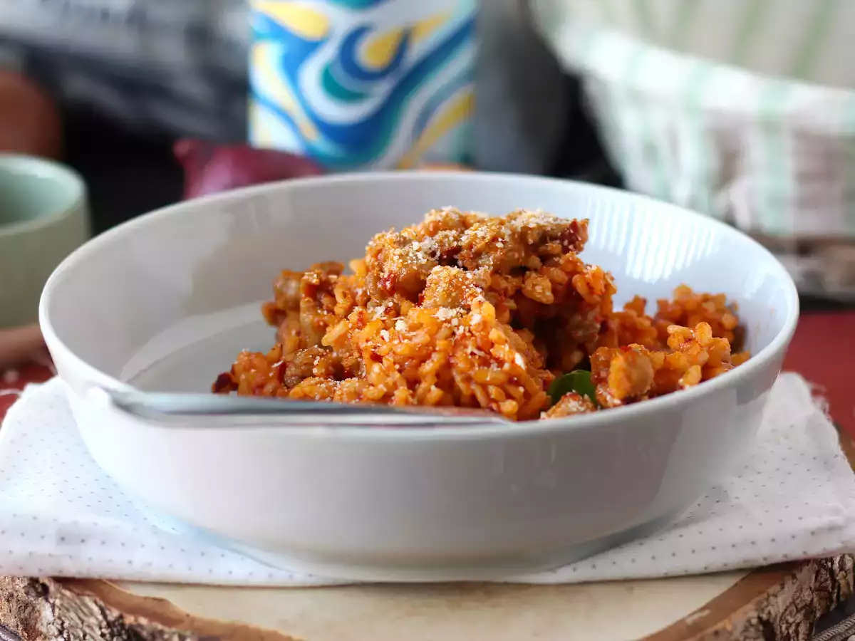 Risotto 'nduja dan sosis, hidangan Italia dengan cita rasa yang kuat - foto 4