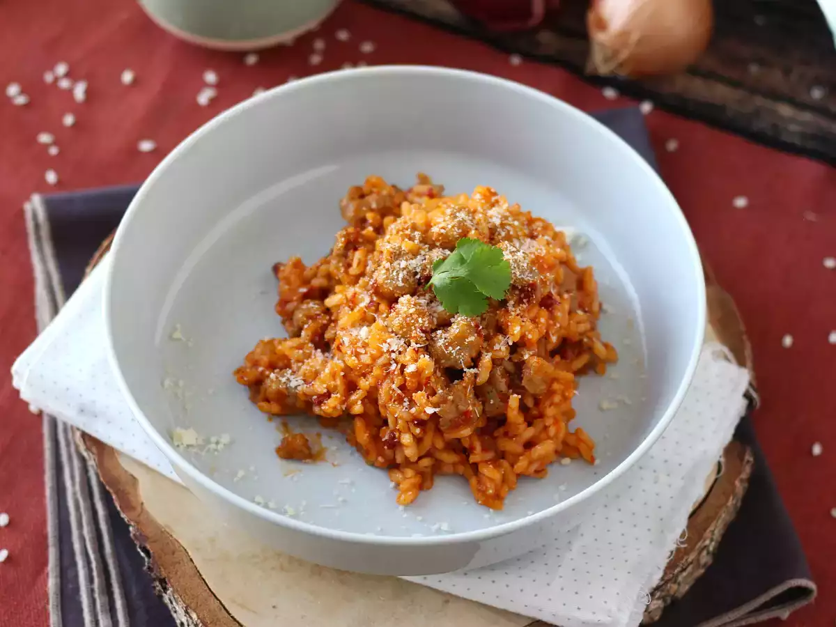 Risotto 'nduja dan sosis, hidangan Italia dengan cita rasa yang kuat - foto 5