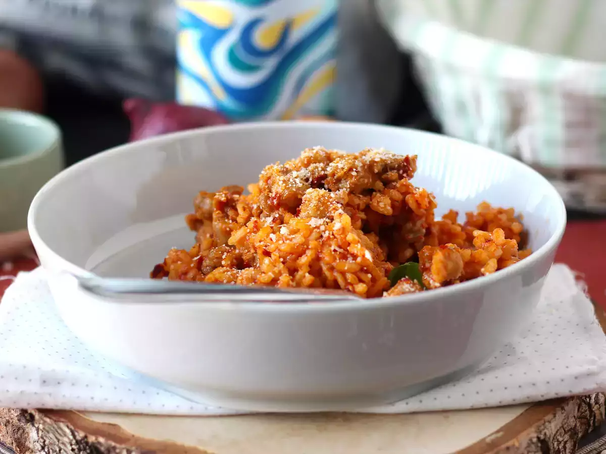 Risotto 'nduja dan sosis, hidangan pertama dengan cita rasa yang kuat - foto 4
