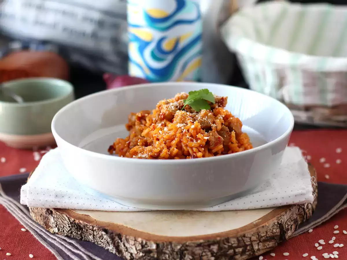 Risotto 'nduja dan sosis, hidangan pertama dengan cita rasa yang kuat - foto 6