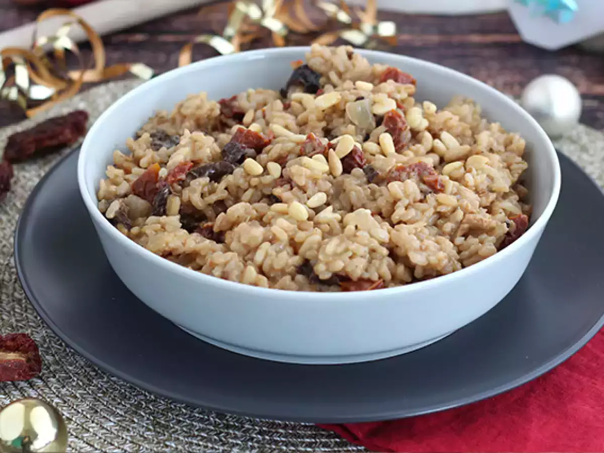 Risotto Vegetarian dengan Tomat Kering dan Jamur