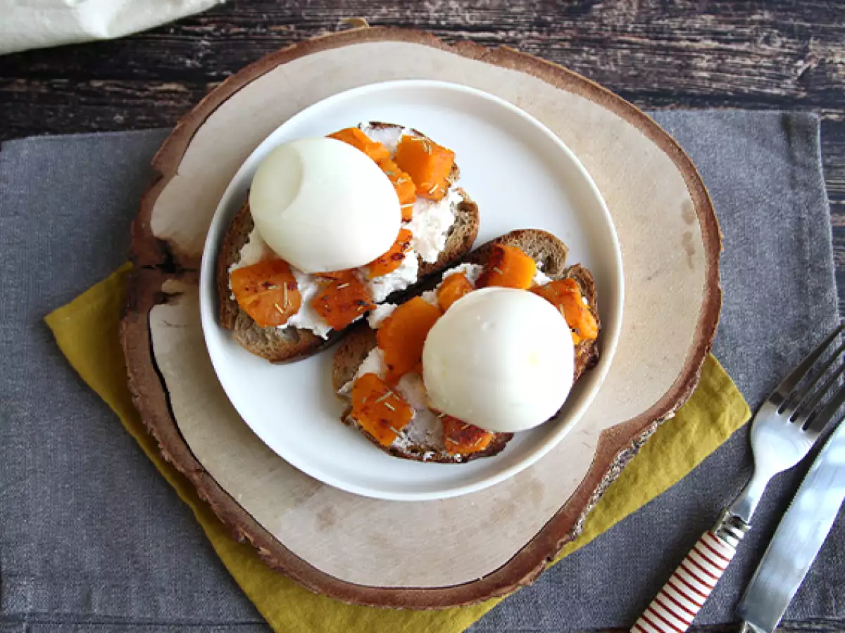 Roti Panggang Ricotta, Labu Butternut, dan Telur - foto 4