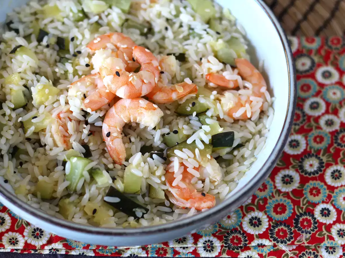 Salad Nasi dengan Udang, Zukini, dan Jahe - foto 4