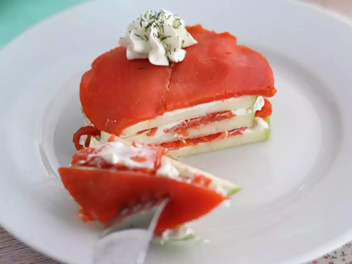 Salmon mille feuille dengan apel hijau - foto 2