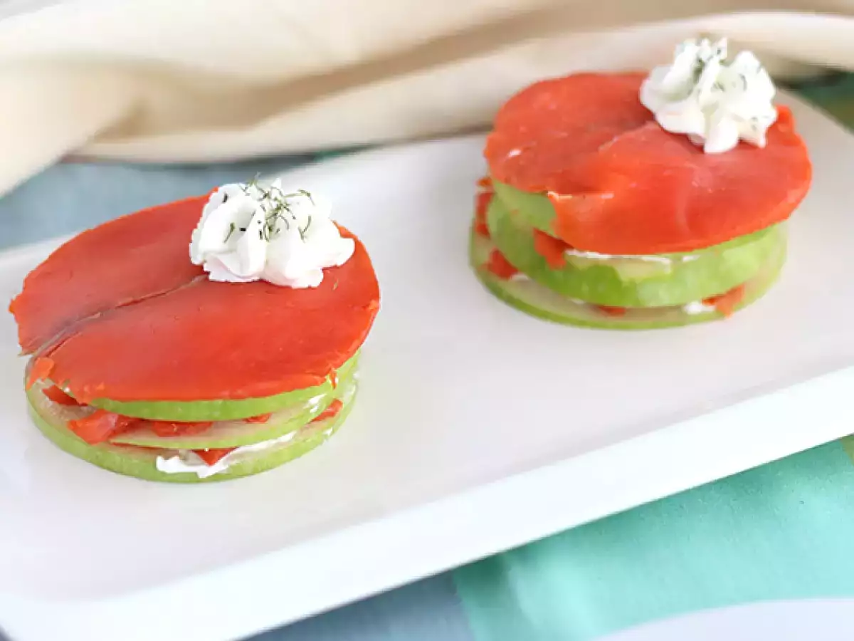 Salmon mille feuille dengan apel hijau - foto 3
