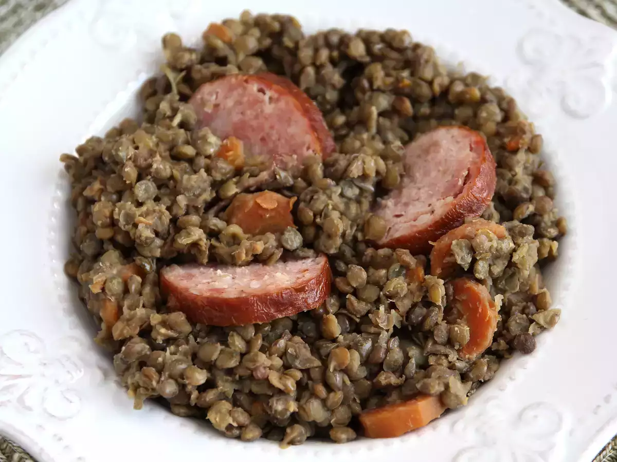 Sosis morteau dan lentil rebus - foto 2