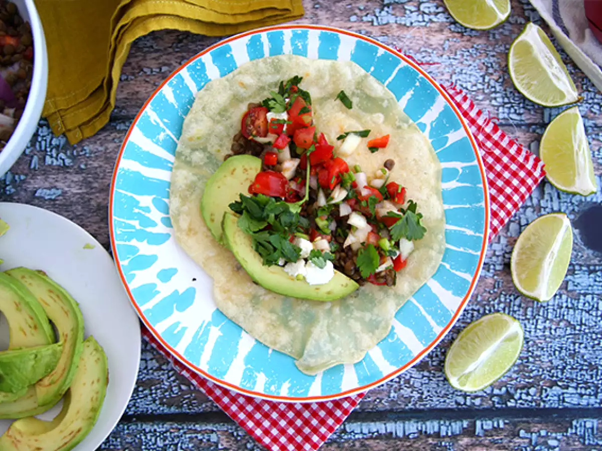 Taco vegetarian dengan lentil - foto 3