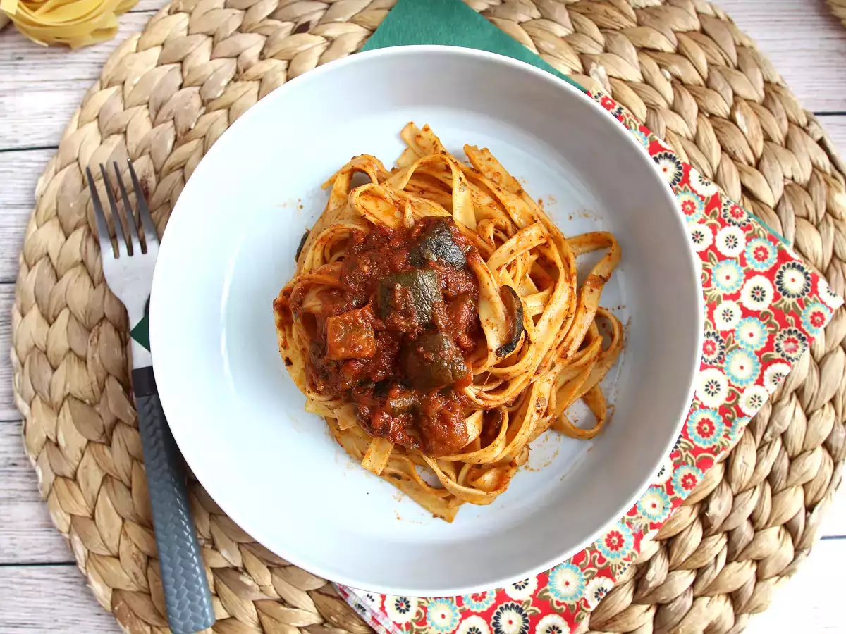 Tagliatelle dengan ragout cukini, hidangan vegetarian pertama yang disukai semua orang! - foto 3