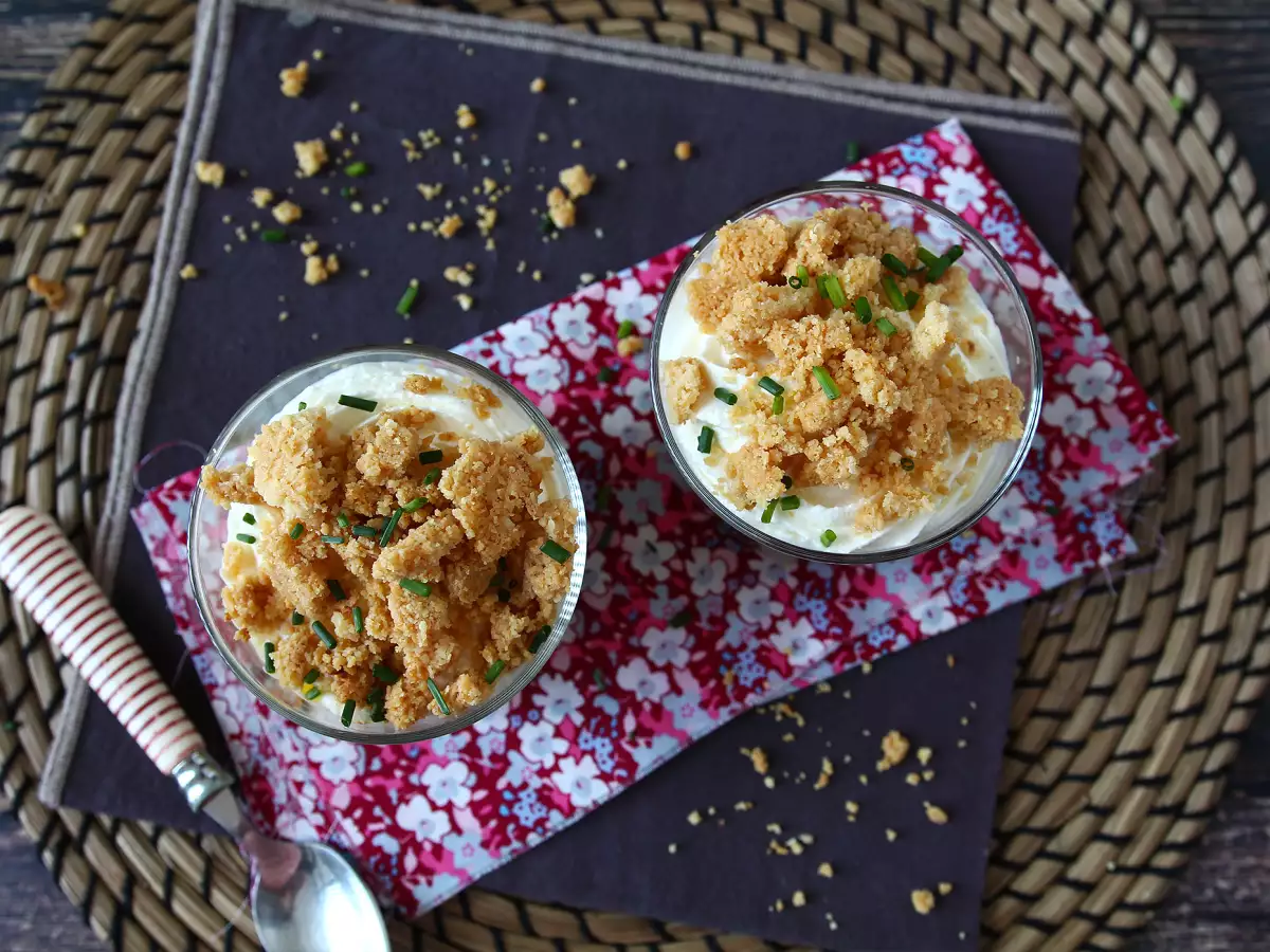 Verrine Vegetarian: Krim Kacang Polong, Crumble Parmesan, dan Krim Mascarpone - foto 2