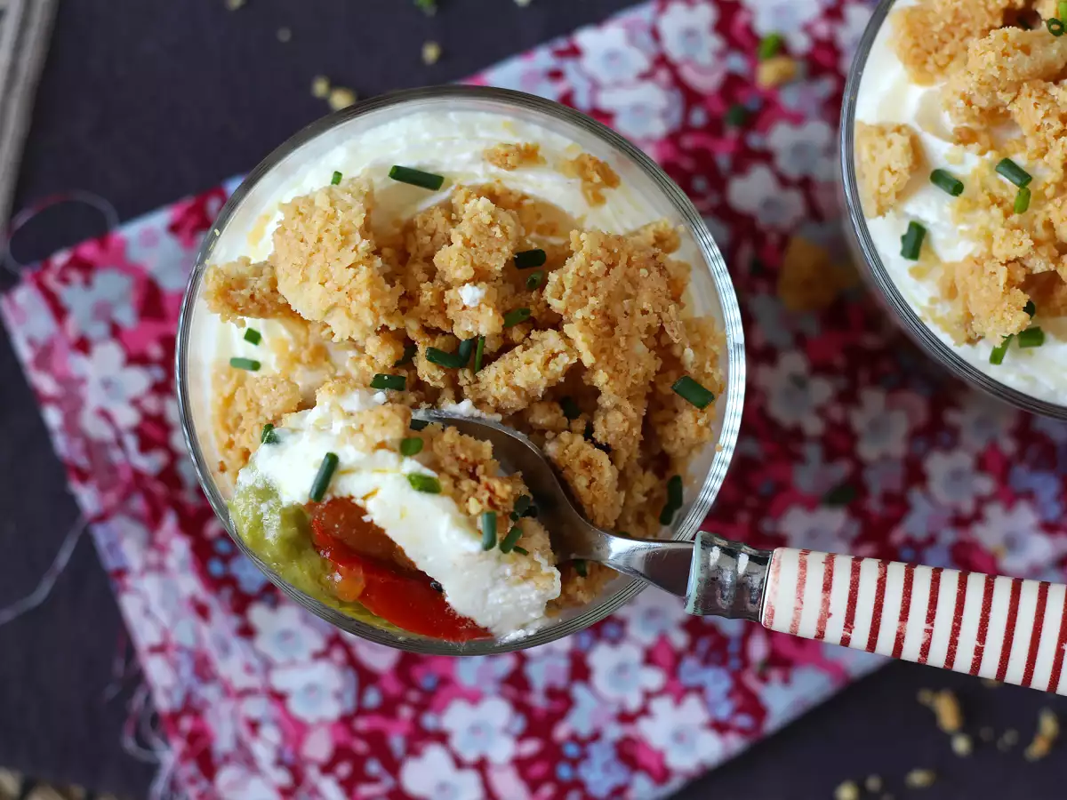 Verrine Vegetarian: Krim Kacang Polong, Crumble Parmesan, dan Krim Mascarpone - foto 4