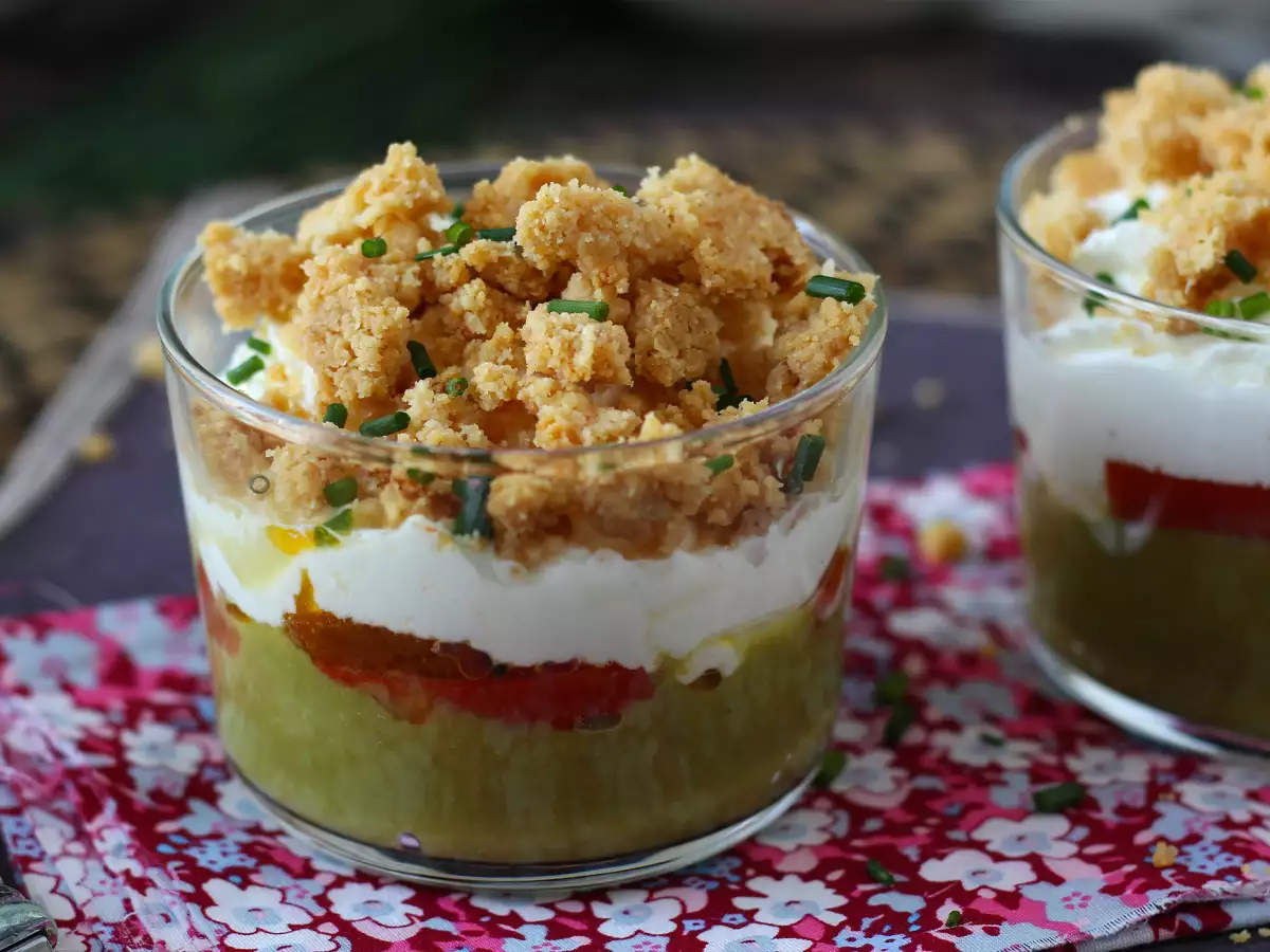 Verrine Vegetarian: Krim Kacang Polong, Crumble Parmesan, dan Krim Mascarpone - foto 5
